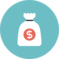 money bag circle icon image